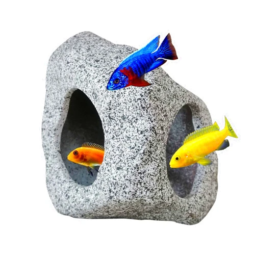 SpringSmart Aquarium Hideaway Rock Cave for Aquatic Pets to Breed, Play and Rest, Safe and Non-Toxic Ceramic Fish Tank Ornaments, Decor Stone for Betta