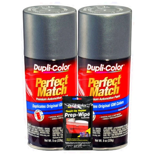 Sherwin-Williams Company Dupli-Color Gunmetal Metallic Exact-Match Automotive Paint For GM Vehicles - 8 oz, Bundles with Prep Wipe (3 Items)