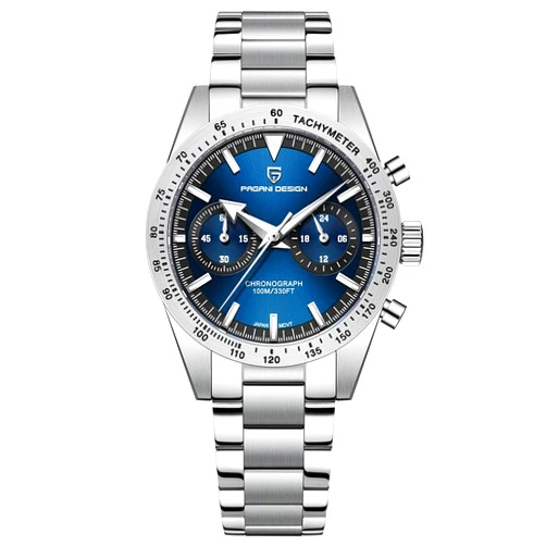 HaiQin Pagani Design Watch 1766 Men's Chronograph Quartz Watches Stainless Steel Band Japan VK64 Movement 100M Waterproof Casual Sport Watches