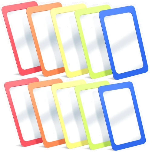 Dandat 10 Pcs Small Mirrors for Crafts Shatter Proof Mirror for Kids Toddler Mirror Round Corners Square Unbroken Mirror for School Classroom Bathroom (Warm Colors)