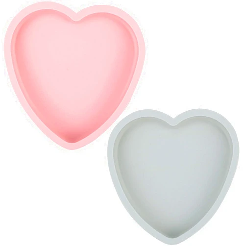 Goeielewe 2PCS Heart Shaped Cake Pan Silicone Cake Mold Baking Pans Non-Stick Cake Bakeware Mold, Chocolate Baking Tray Valentine's Gift - Pink&Blue-gray Colors (8 Inches)