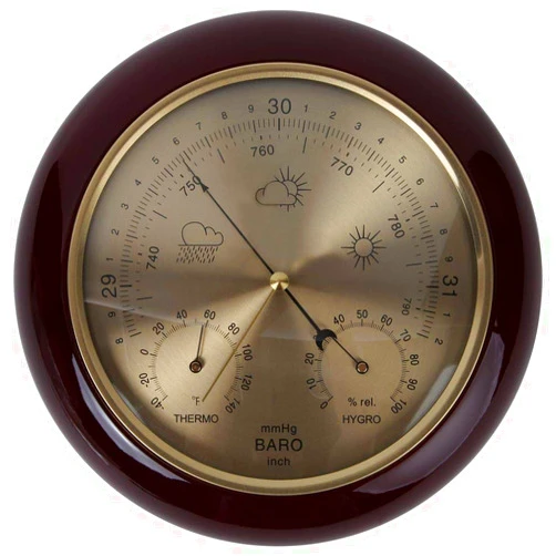 Lily's Home Weather Station Wall Decor, Wood Frame Barometer, Thermometer and Hygrometer