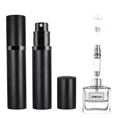 ACMYCH 2PCS Perfume Travel Refillable Bottle, Bottom-Filling Fragrances Perfume Atomizer, Empty Mini Cologne Dispenser, Portable Sprayer Pocket Size for On the Go 5ml (Black)