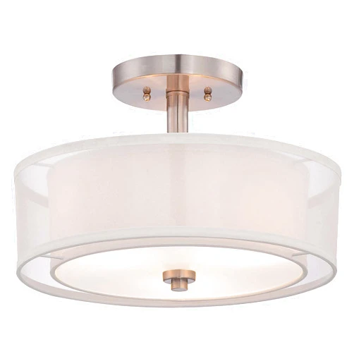 Minka Lavery Semi Flush Mount Ceiling Light 4107-84, Parsons Studio Lighting Fixture, 3 Light, Nickel