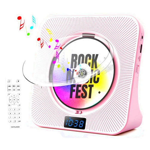 ROADOM Desktop CD Player with Speakers, ROADOM Bluetooth CD Player with Hi-Fi Stereo Sound, Remote Control, Supports CD/Bluetooth/FM Radio/USB/AUX/Timer/Repeat
