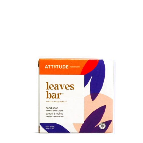 ATTITUDE Hand Wash Soap Bar,EWG Verified, Plastic-free, Plant and Mineral-Based Ingredients, Vegan and Cruelty-free Personal Care Products, Orange Cardamome, 4 Ounces