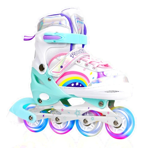 LJPYMX Adjustable Inline Skates for Kids Girls with All Light Up Wheels, Fun Illuminating Inline Skates for Toddlers Beginner Outdoor Indoor Sports