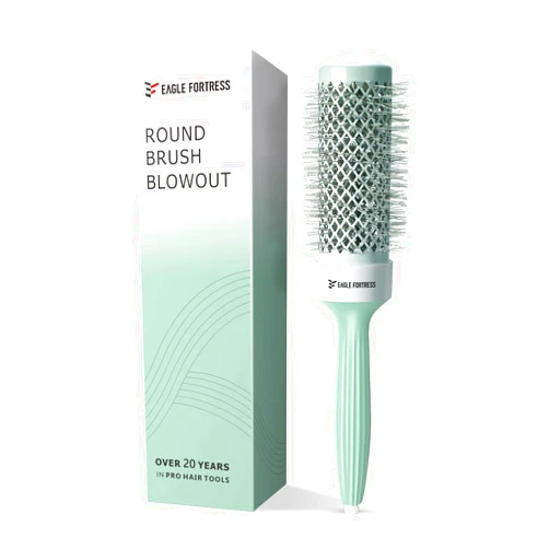 EAGLE FORTRESS Professional Round Hair Brush for Blow Drying with Ceramic + Ionic, Round Brush for Blow Out with Innovative Bristle Combination Round Brush for Bangs, Blowout, Styling (1.69 in)