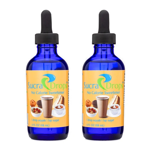 SucraDrops 2-4 oz Bottles of Premium Liquid Sucralose Sweetener, 1,180 Servings x 2 drops per serving size, totaling 2,360 drops each