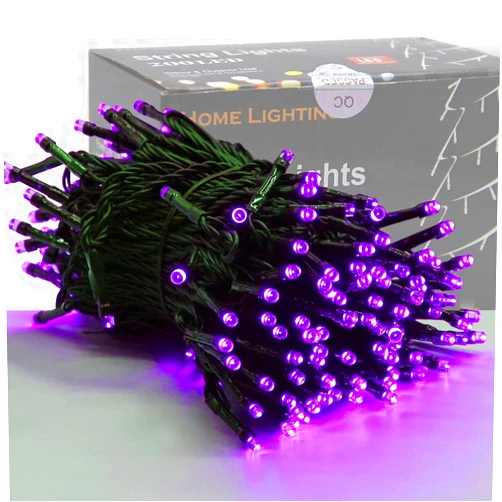 HOME LIGHTING 66ft Halloween Decorative Mini Lights, 200 LED Green Wire Fairy Starry String Lights Plug in, 8 Lighting Modes, for Indoor Outdoor Xmas Tree Wedding Party Decoration (Purple)