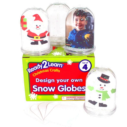 READY 2 LEARN Christmas Crafts - Design Your Own Snow Globes - Set of 4 - Christmas Snow Globes for Kids - Customizable Christmas Decorations for Home