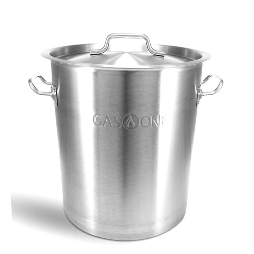 Gas One GasOne Stainless Steel Stockpot – 20qt Stock Pot with Lid and Capsule Bottom – Heavy-Duty Cooking Pot for Beer Brewing, Soup, Seafood Boil – Satin Finish Stainless Steel Soup Pot