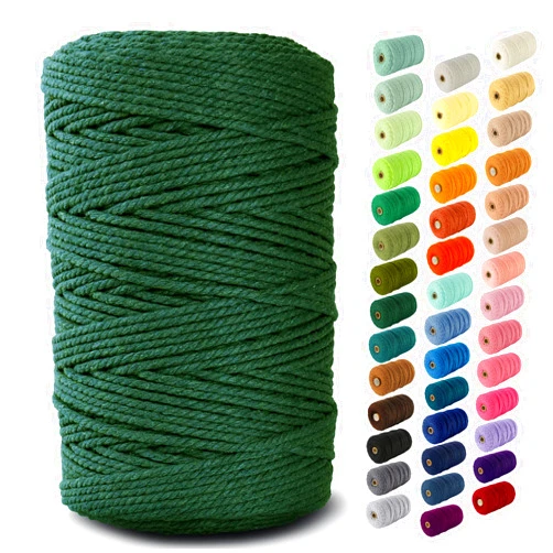 Nook Theory 3mm Macrame Cord 220 Yards - 4mm 5mm Soft Macrame Rope Perfect for Knots - Macrame Supplies for Wall Hangers & Boho Decorations - Cotton Rope - Macrame String (Forest Green, 3mm)