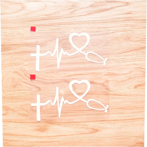 3S MOTORLINE Faith Love Nurse Stethoscope Heartbeat Lifeline Heart Jesus Cross Sticker Decal Vinyl - 2 Pack White, 6 Inches - No Background Die Cut for Car Boat Laptop
