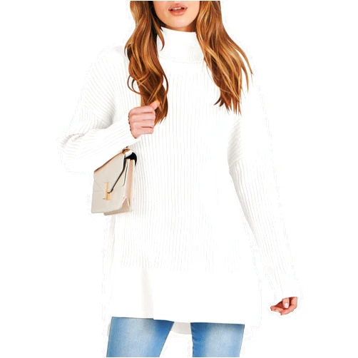 ANRABESS Women's Oversized Turtleneck Sweater 2024 Fall Trendy Ribbed Knit Pullover Tunic Sweaters Cozy Cute Outfits
