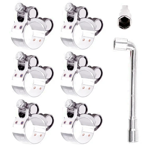 Hilitchi 304 Stainless Steel T-Bolt Clamp Heavy Duty T-Bolt Pipe Tube Hose Clamps (6PCS, 23-25MM)