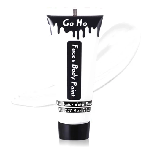 Go Ho Professional Clown White Face Body Paint Washable(2.37oz),Water Based Cream White Body Paint,Halloween Costumes Cosplay SFX Goth Skeleton Zombie Vampire Clown White Makeup