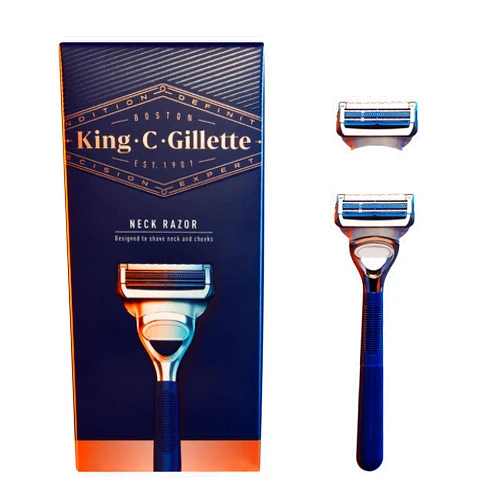 King C. Gillette Neck Razor, Handle plus 2 Blade Refills