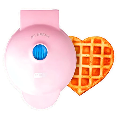 DASH Mini Waffle Maker Machine for Individuals, Paninis, Hash Browns, & Other On the Go Breakfast, Lunch, or Snacks, with Easy to Clean, Non-Stick Sides, Pink Heart 4 Inch