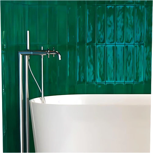 Tenedos Montevista Dark Green Forest 3x12 Ceramic Handmade Wall Tile Glossy for Kitchen Backsplash, Bathroom Shower, Accent Decor, Fireplace (1 Piece)