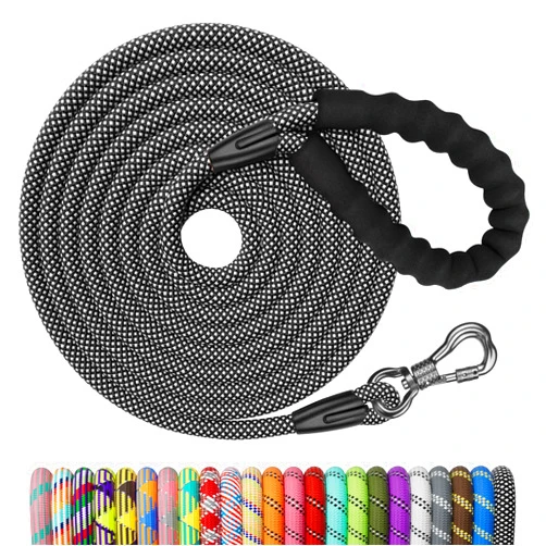 NTR 5FT Strong Dog Leash, Black Rope Dog Leash with Swivel Lockable Hook and Comfortable Padded Handle, Cat Puppy Leash Lead for Small Medium Large Dogs Training, Playing, Camping,or Backyard