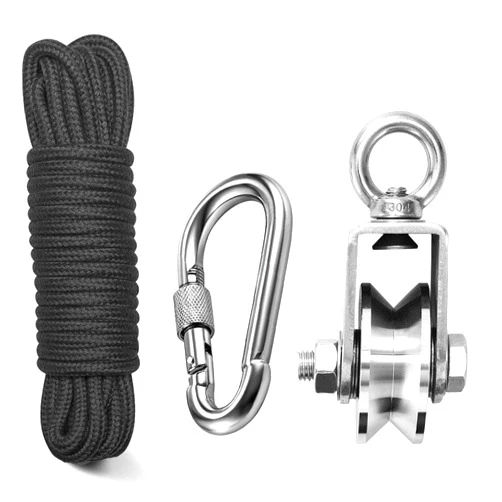 TooTaci 48MM Stainless Steel Crane Pulley Block,Heavy Duty Pulley System for Lifting,V Type Swivel Hook Single Pulley Block with 1/4