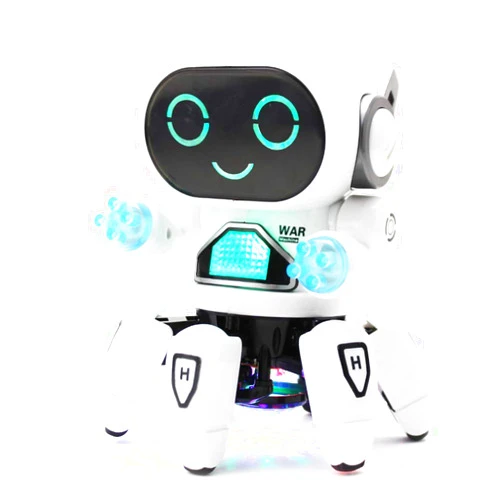 Boley Pioneer Dancing Robot in White and Blue - Walking Dancing Electronic Robot Toy for Kids with Disco Flashing Lights and Dance Music - Battery Operated