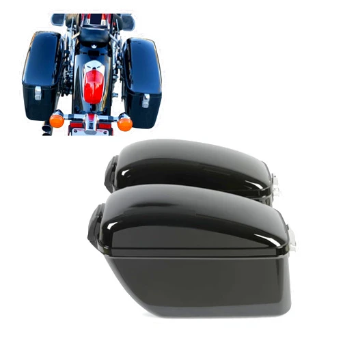 ECOTRIC Large 60L Motorcycle Hard Saddle Bags W/brackets Compatible With Harley Davidson Dyna Softail Sportster Honda Suzuki Kawasaki Yamaha Cruiser Shadow Vulcan Universal Saddlebags Luggage Trunk