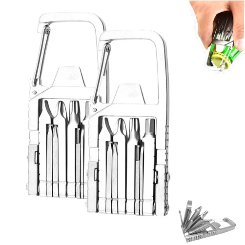 Generic Mini Tool,12 in 1 Mini Multi Tool,Mini - 2024 Latest Tool,Mini Tool With Bottle Opener Phone Holder Screwdriver Carabiner (2pcs)