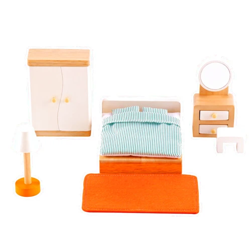 Hape Wooden Doll House Furniture Master Bedroom Set,White