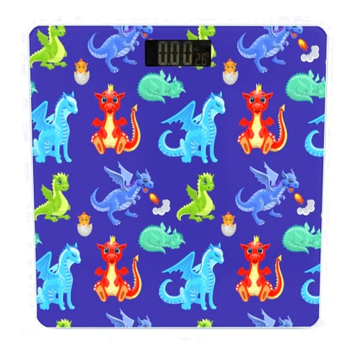 Zenladen1478 Fire Dragons Or Cute Dinosaurs Digital Bathroom Scale for Body Weight Highly Accurate Body Weight Scale with Lighted LED Display