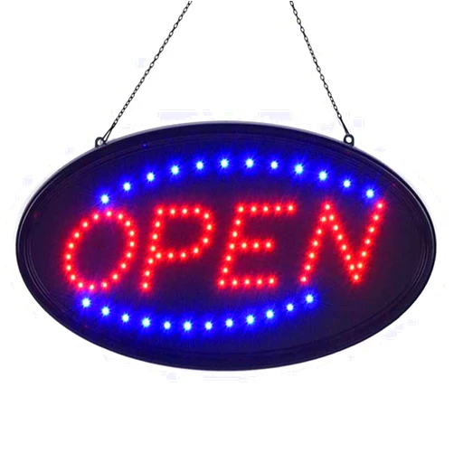 KEBE LED Open Sign, Bright High Visibility Advertisement Board Electric Display Sign Flashing Light for Business Walls Window Shop Bar Hotel, Two Modes, 19