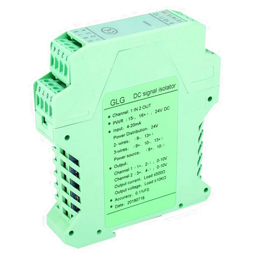 Agatige Signal Isolator, DC 0-10V 4~20mA Current Signal Isolator Transmitter PLC Detect Signal Conditioner, DIN Rail Mount, Signal Converter for Large Motors, Mechanical Equipment, One in Two out