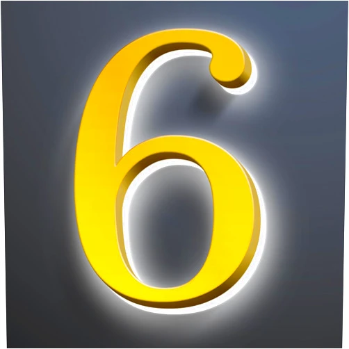 Aniaoie Backlit LED House Numbers, Up-Scale Modern Gold Look, Stainless Steel, Illuminated Home Address Number, Lighted House Numbers For Outside, Modern Address Numbers,6 Inch/150mm,6