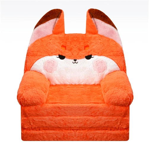 MONKISS 2-in-1 Toddler Couch Chairs Comfy, Kids Chair Couch, Mini Couch, Flip Out Sherpa Kids Sofa, Baby Couch, Chair for Toddlers 1-3, Kids Lounge Chair Reading Chair, Kids Couch Bed Fold Out, Fox