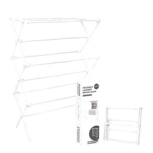 ZOES HOMEWARE 2024 Enhanced Clothes Drying Rack | Foldable Drying Rack Clothing for Laundry | Small Collapsible Portable Dryers for Laundry | Use for Indoor & Outdoor | White 37.5