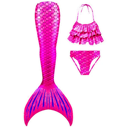 DNFUN Kids Girls Mermaid Swimsuits Bathing Suits with Bikini Set Swimwear,3pc