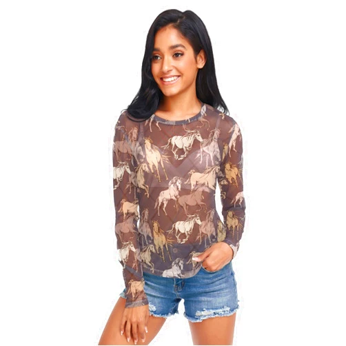 CHIFIGNO Funny Sloths Tropical Flowers See Through Blouses for Women Long Sleeve Trendy Blouse Tee Shirt Blouse, Small