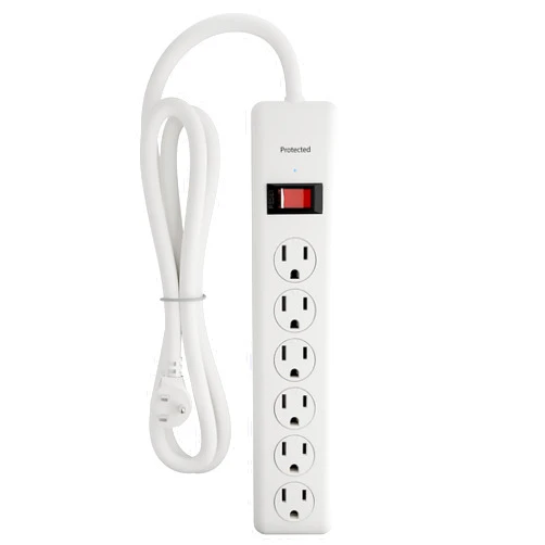 BN-LINK 6-Outlet Power Strip Surge Protector 1-Pack, 4-Foot Extension Cord, 600 Joules, Twist-to-Close Safety Covers, 90 Degree Flat Plug, Overload Protection, White