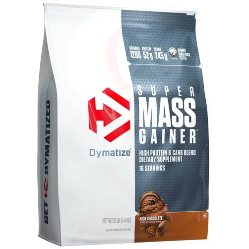 Dymatize Super Mass Gainer Protein Powder, Rich Chocolate, 52g Protein, 1g Creatine, 1280 Calories, 10.7g BCAAs, 245g Carbs, Contains Whey Protein Powder, Isolate, and Casein (16 Servings)