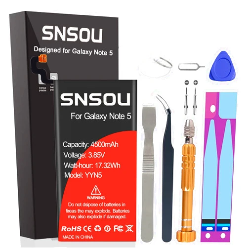 SNRONEW Galaxy Note 5 Battery, Upgraded SNSOU 4500mAh EB-BN920ABE Replacement Battery for Samsung Galaxy Note 5 SM-N920 N920V N920T N920A N920P N920R4 N920F with Repair Replacement Kit Tools