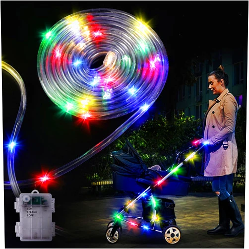 Biubee 9.8FT Stroller Lights - Durable Baby Stroller Lights for Walking at Night, Make The Stroller Visible, with Cable Ties, LED Lights for Stroller Accessories Bikes, Multicolor