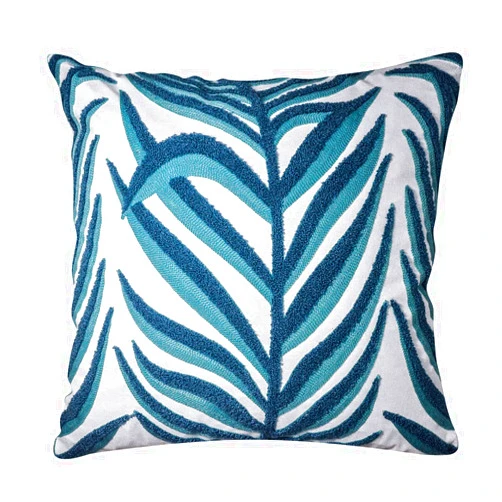 Mulzeart Embroidery Leaf Pattern Throw Pillow Covers, Cotton Decorative Pillows Covers Cushion Case, Pillow Case ONLY(18 x 18 Inch)