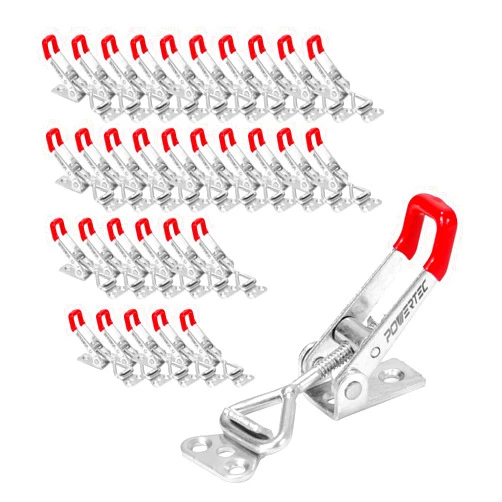 POWERTEC 32PK Toggle Clamp, 220 lbs Holding Capacity, 4001 Adjustable Pull Action Latch for Smoker, Tool Box, Woodworking Jigs and Fixtures, Cabinet, Tool box, Door (20332-P4)