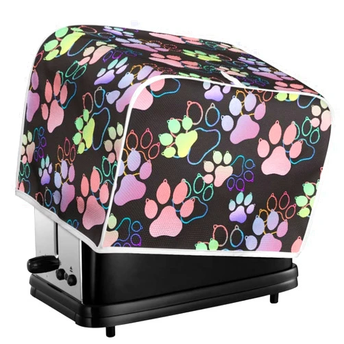 Xarleslyna Colorful Dog Paws Toaster Cover 2 Slice, Animal Footprint Dustproof Toaster Case Universal Size Bread Machine, Washable Small Kitchen Appliance Accessory, Easy to Store