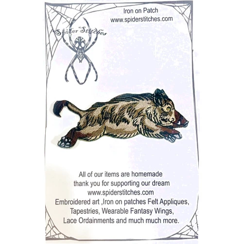 Spider Stitches Razorback Feral Hog wild pig Iron on Patch Sew on applique