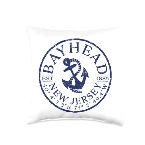 Bayhead NJ Coastal Beach Travel Designs Bayhead New Jersey Nautical Boat Anchor Throw Pillow