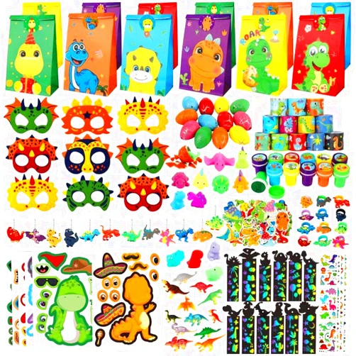 RichSmile 230PCS Dinosaur Party Favors, Dinosaur Birthday Party Supplies, Dinosaur Goodie Bags for Kids Birthday, Dinosaur Gifts Bags Fillers Pinata Stuffers, Dinosaur Themed Party Toys