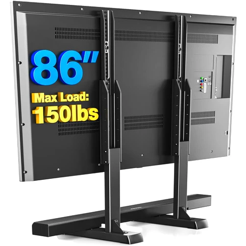 Rfiver Table Top TV Stand with Height Adjustable TV Legs, TV Stands Base with Cable Management for Most 37 to 86 Inch Flat or Curved TVs, Steel TV Feet Holds up to 150 lbs, Max VESA 800x600mm, Black