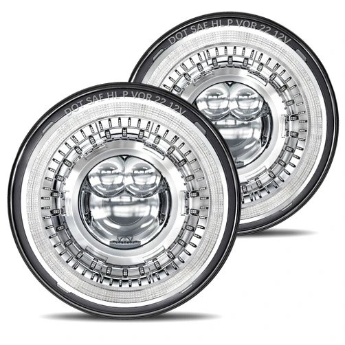HWSTAR 2023 1000% Bright Anti-glare 7 Inch Halo Led Headlight Round Compatible with Jeep Wrangler JK JKU TJ LJ etc w/Start-up Gradient Starry Atmosphere DRL Turn Signal H6024 DOT Hi/Lo Sealed Beam